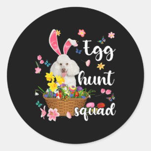 White Poodle Happy Easter Day Easter Colorful Egg Classic Round Sticker