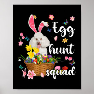 White Poodle Happy Easter Day Easter Colorful Egg Poster