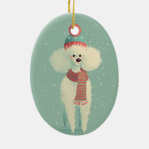 White Poodle Holiday Keepsake Ceramic Ornament