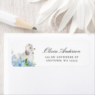 White Poodle Hydrangea Return Address Label