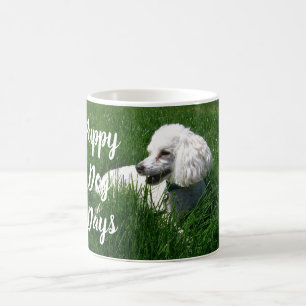 White Poodle in Green Grass Puppy Dog Days Mug