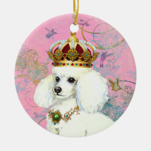 White Poodle King Christmas Ornament