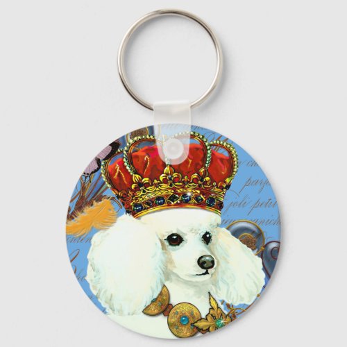 White Poodle King Painting Dress up Keychain