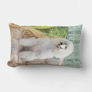 White Poodle Lumbar Pillow