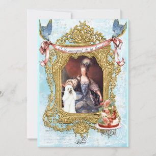 White Poodle & Marie Antoinette Invitation