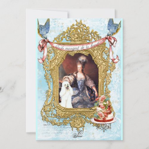 White Poodle &amp; Marie Antoinette Invitation