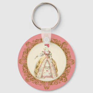 White Poodle Marie Antoinette Ornate Art Keychain