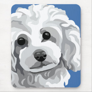 White Poodle Mouse Pad