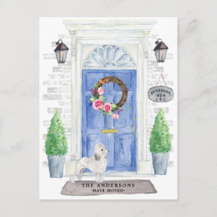 White Poodle Moving Announcement Postcard