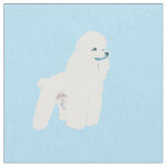 White Poodle on Blue Fabric