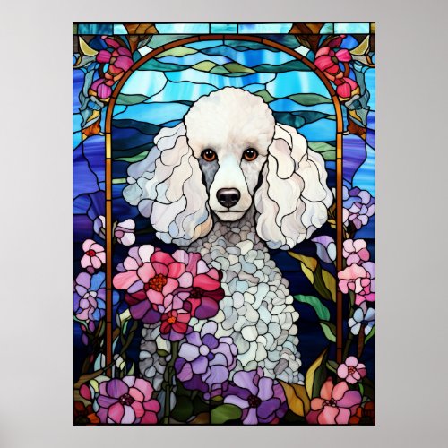 White Poodle Poster