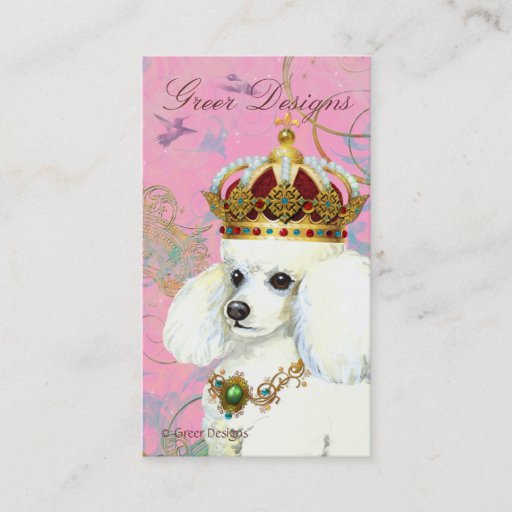 Customizable White Poodle Princess Business Card