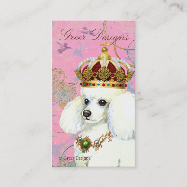 White Poodle Princess Business Card (Front)