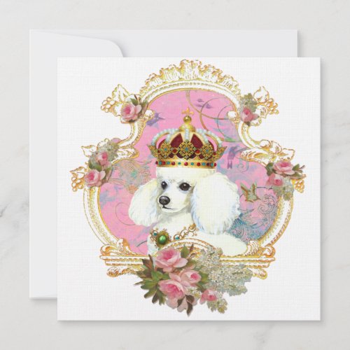 White Poodle Princess Invitations Cards