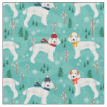 White poodle snow day winter dog fabric