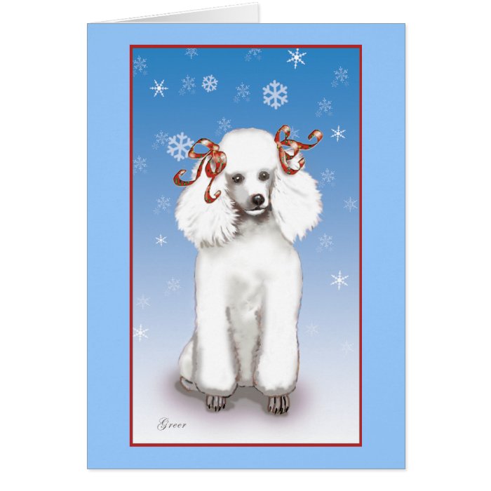 White Poodle Snowflakes Christmas Holiday Cards