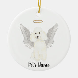 White Poodle Sympathy Memorial Ceramic Ornament