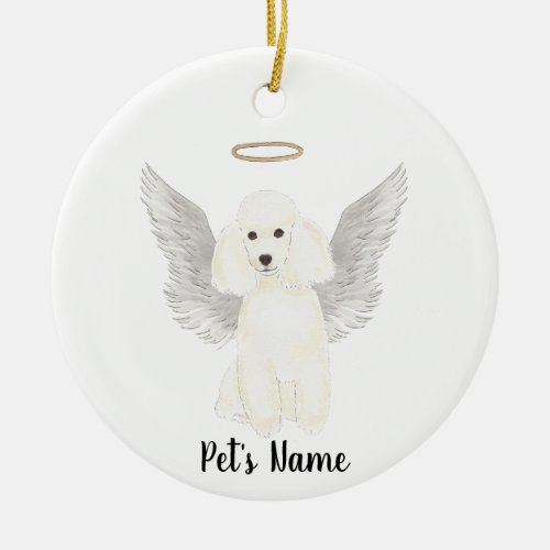 White Poodle Sympathy Memorial Ceramic Ornament