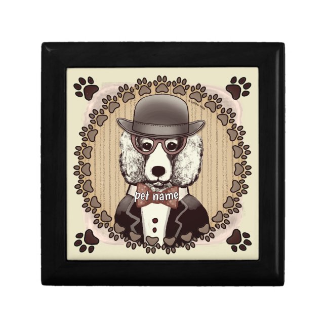 White Poodle wearing glasses Gift Box (Front)