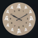White Poodles Large Clock<br><div class="desc">A fun clock for anyone who simply loves toy poodles or standard poodles, a breeder, an owner or veterinarian office. This clock features PamJArts exclusive white poodles around the clock face and black numbers. Sample shown has a beige background but you can customize the background to suit your own decor....</div>