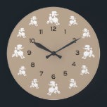 White Poodles Large Clock<br><div class="desc">A fun clock for anyone who simply loves toy poodles or standard poodles, a breeder, an owner or veterinarian office. This clock features PamJArts exclusive white poodles around the clock face and black numbers. Sample shown has a beige background but you can customize the background to suit your own decor....</div>