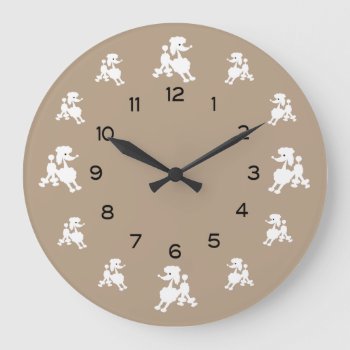 White Poodles Large Clock by PamJArts at Zazzle