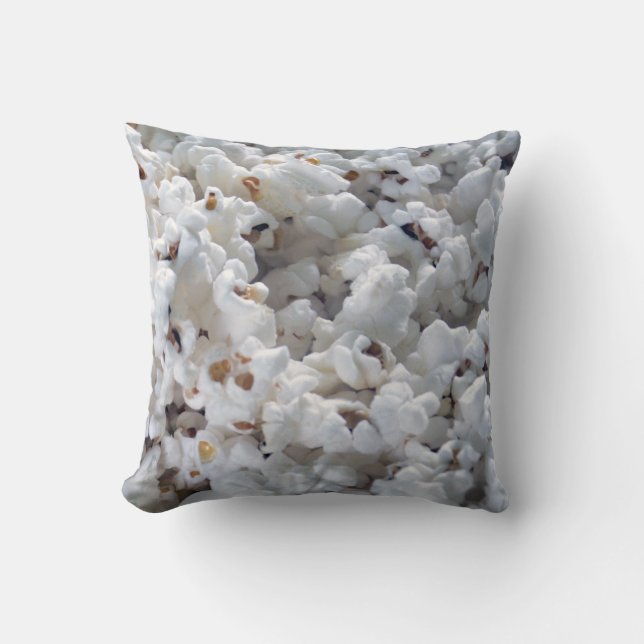 White Popcorn Movie Snack Food Pattern Throw Pillow (Front)