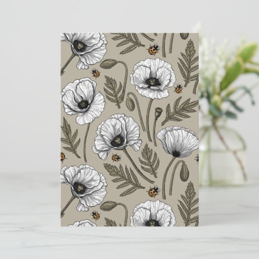 White poppies and ladybugs (Standing Front)