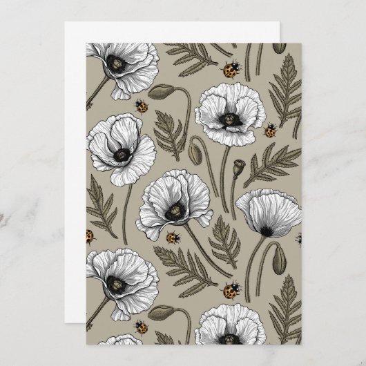 White poppies and ladybugs (Front/Back)