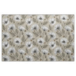 White poppies and ladybugs fabric