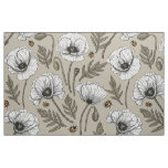 White poppies and ladybugs fabric