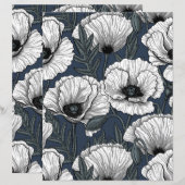 White poppies on navy (Front/Back)