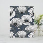 White poppies on navy (Standing Front)