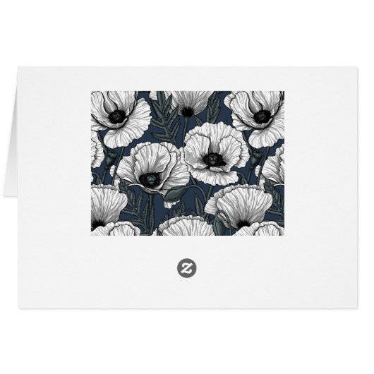 White poppies on navy (Back Horizontal)