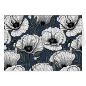 White poppies on navy (Front Horizontal)