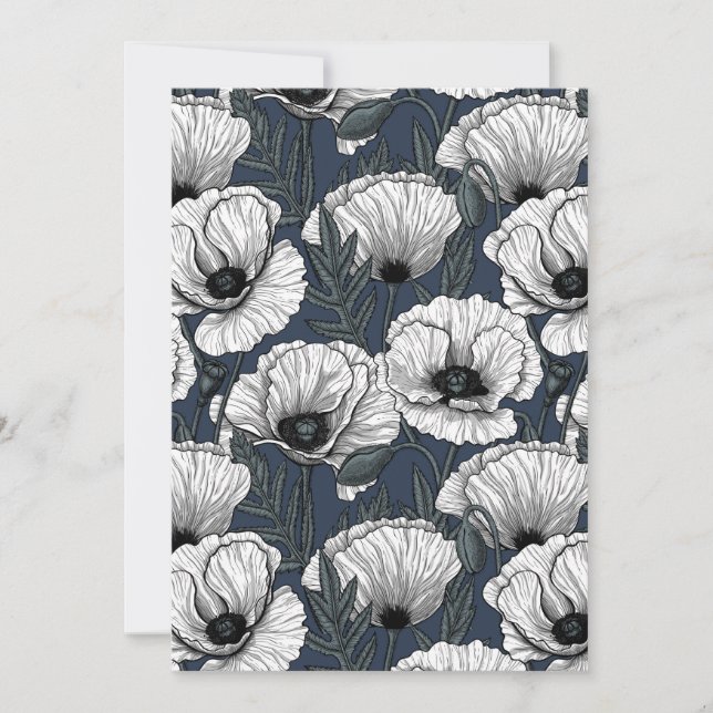 White poppies on navy (Front)