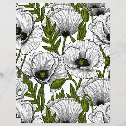 White poppies on white (Front/Back)