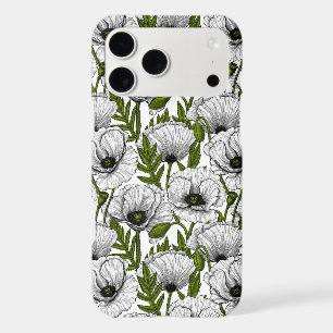 White poppies on white iPhone 17 pro max case