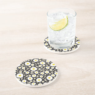 White Poppies Sandstone Coaster