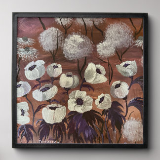 White Poppies Tile Print