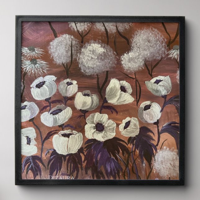 White Poppies Tile Print (Front Set)