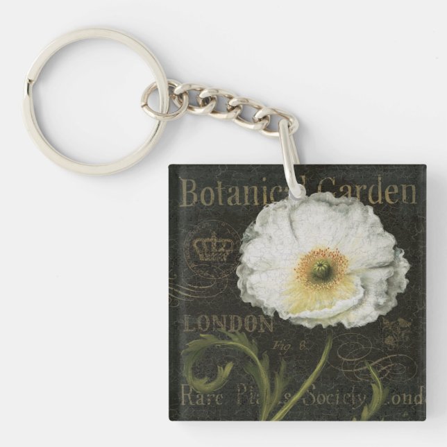 White Poppy Blossom Keychain (Front)