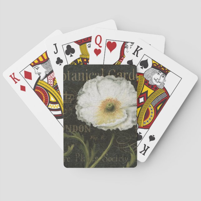 White Poppy Blossom Poker Cards (Back)