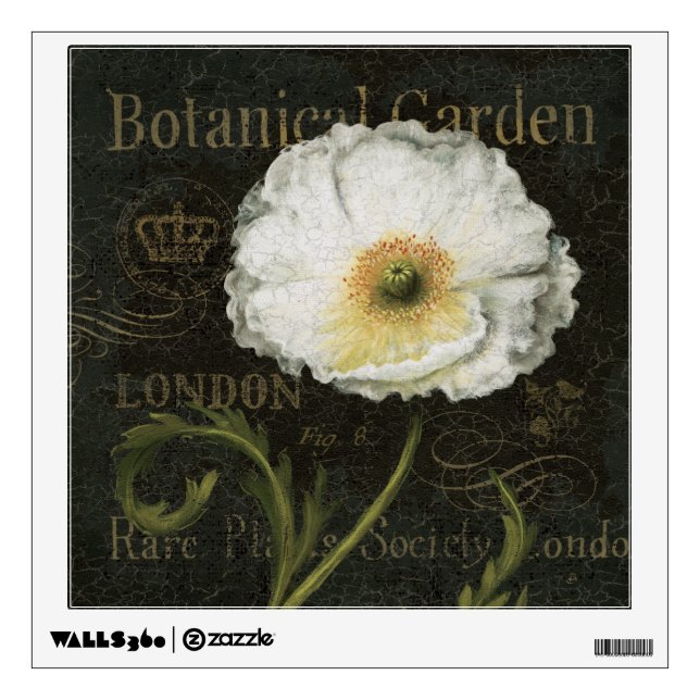 White Poppy Blossom Wall Decal (Front)