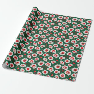 🌼 White Poppy Glow ❄️ Elegant Floral Gift Wrapping Paper