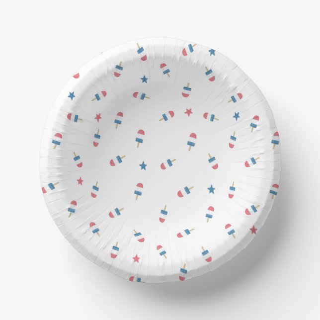 White Popsicle Party Plates | Fourth of July Plate Paper Bowls (Front)