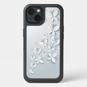 White Popup Butterflies Iphone 13 Case by FantasyCases at Zazzle