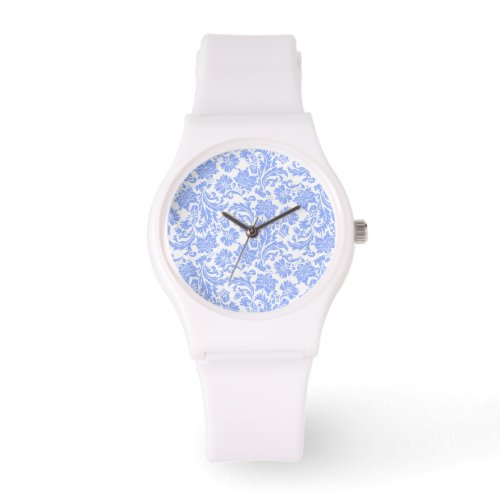 White Powder Blue Floral Damasks Watch