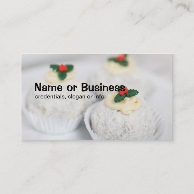White Powdered Christmas cakes Business Card (Front)