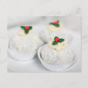 White Powdered Christmas cakes Holiday Postcard